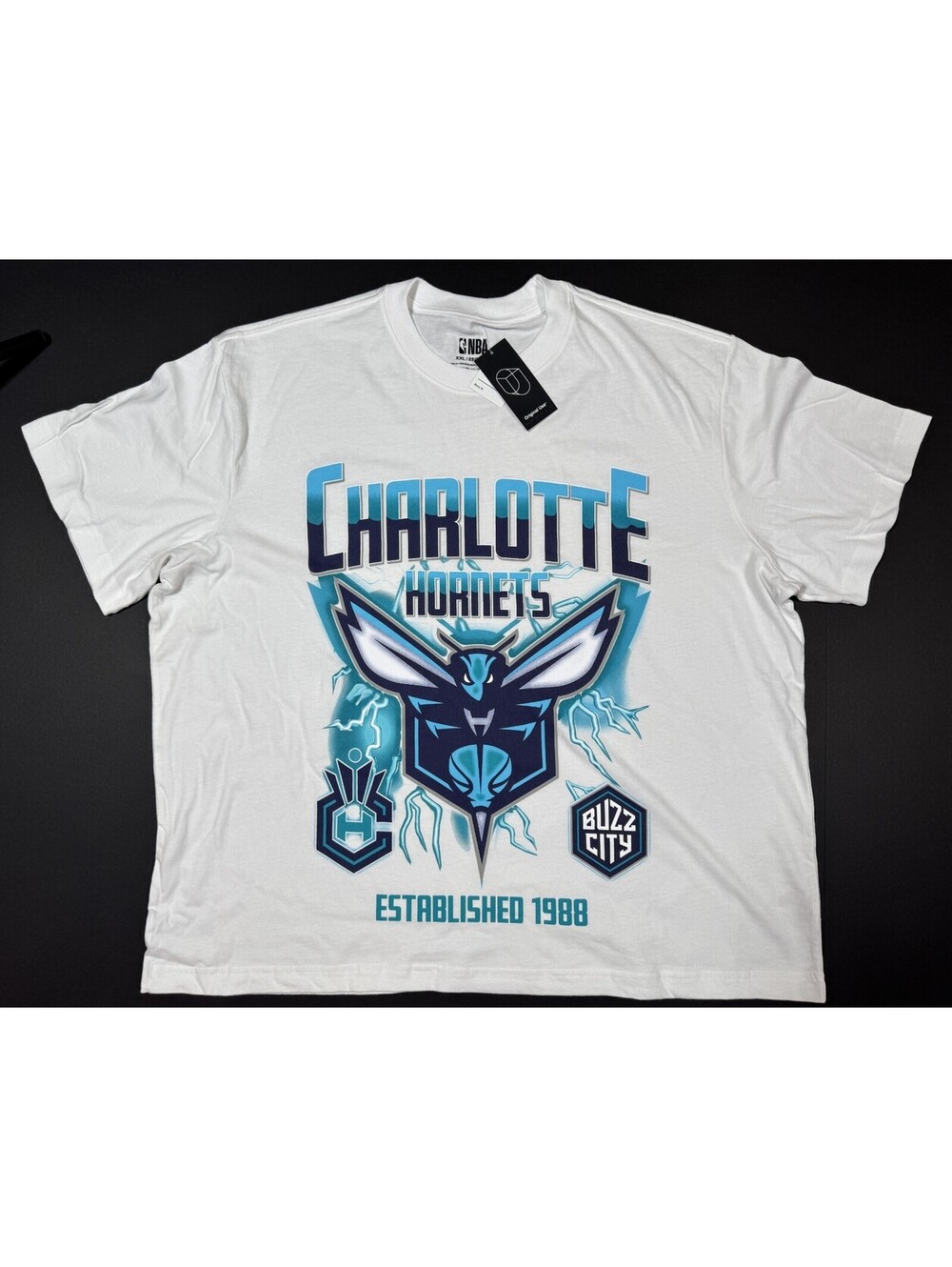 Charlotte Hornets Buzz City White T Shirt NBA 100% Cotton Mens Size XXL NEW NWT